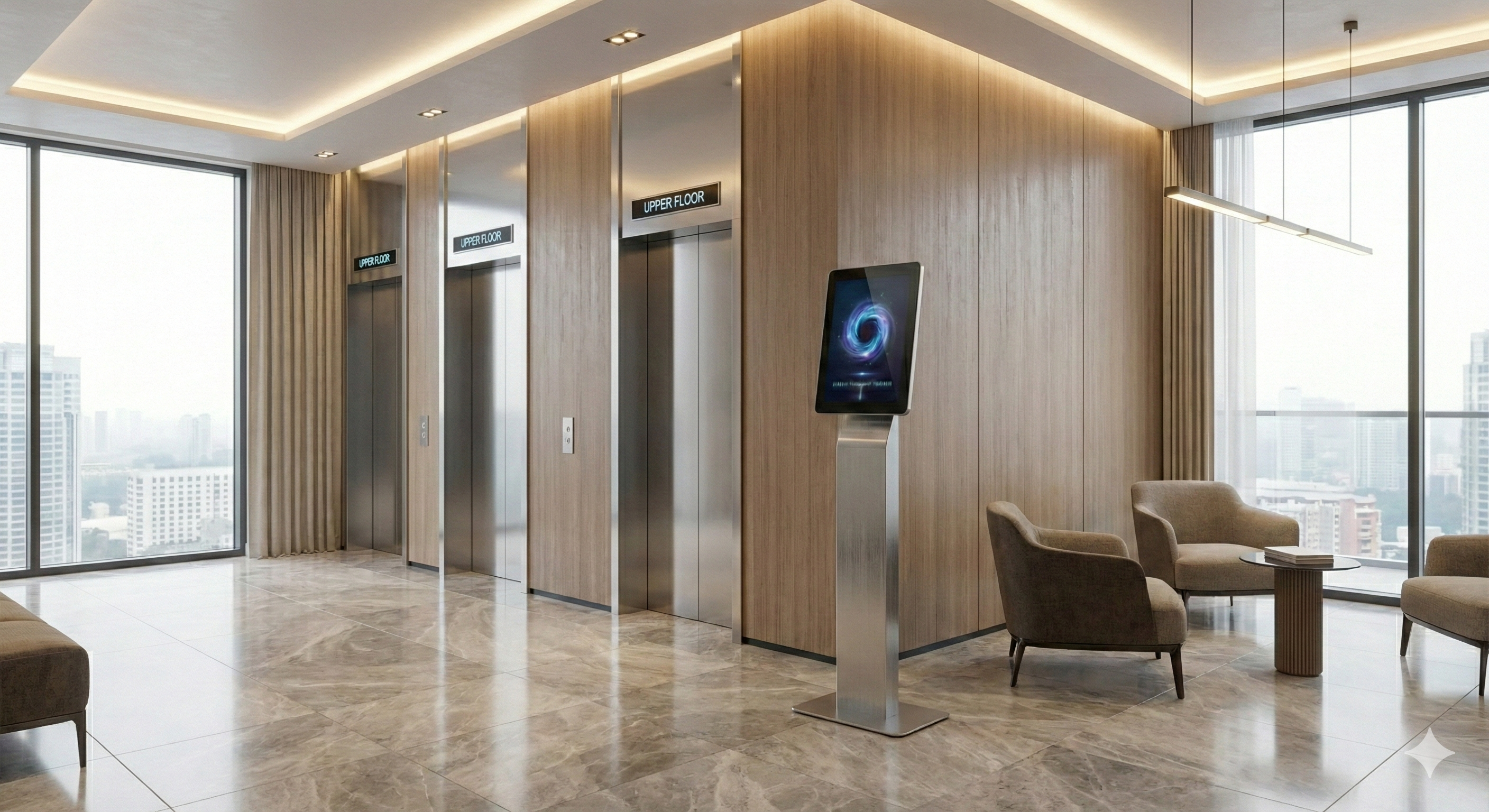 DiengAI Kiosk in hotel elevator lobby