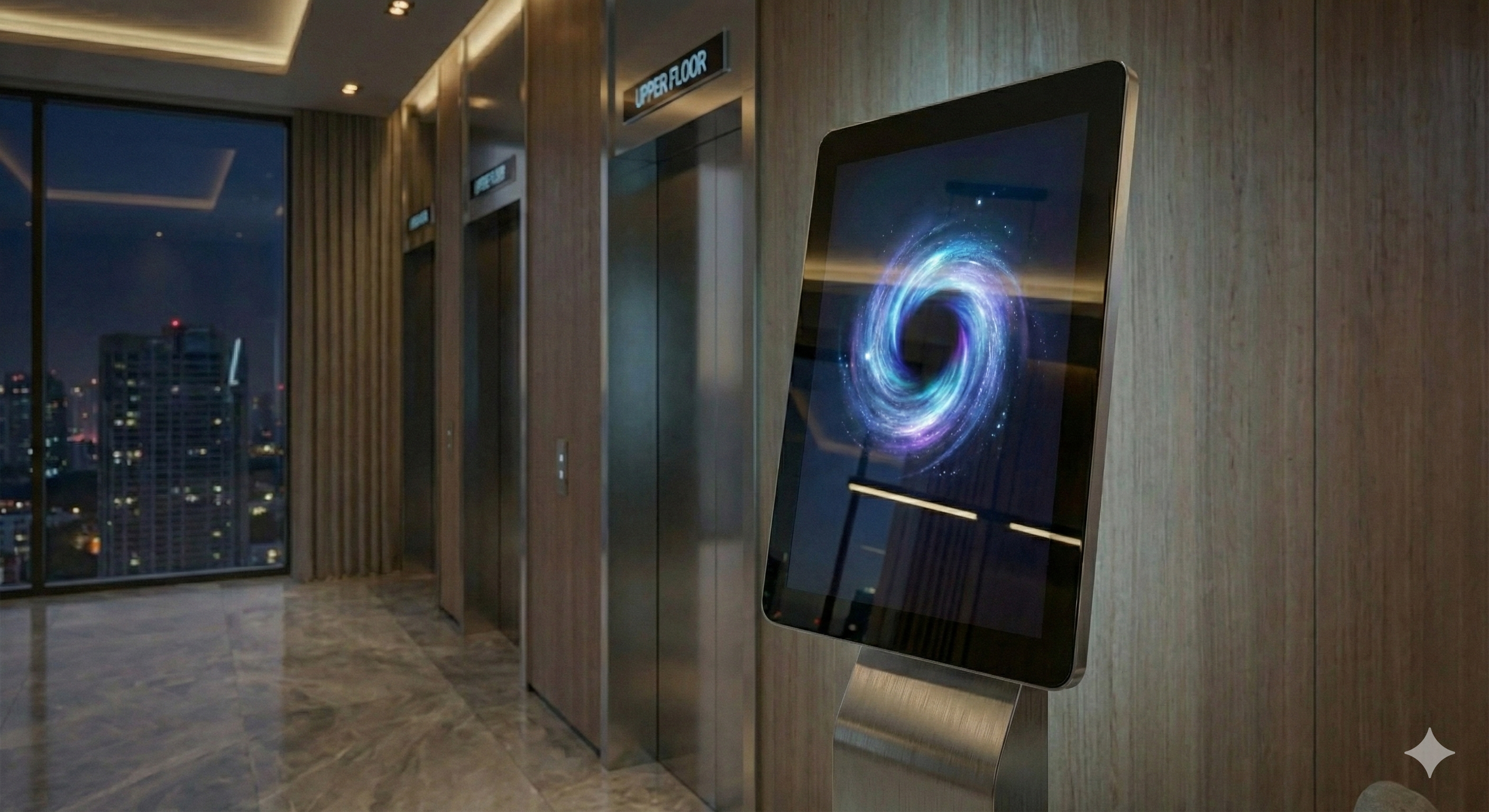 DiengAI Kiosk close-up screen at night